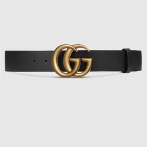 Gucci black leather belt with double g buckle size 4